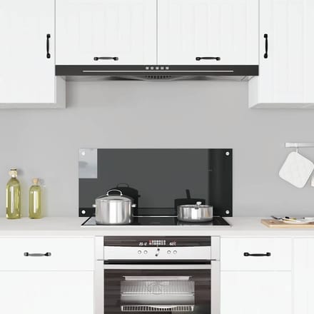 vidaXL - Spatscherm - keuken - 90x40 - cm - gehard - glas - zwart