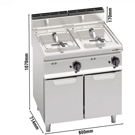 GGM Gastro Elektro Doppelfritteuse - 18+18 Liter - 27 kW Zilver