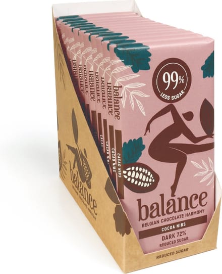 Balance | Tablet Puur 72% | Cacaonibs | 12 Stuks | 12 x 100g