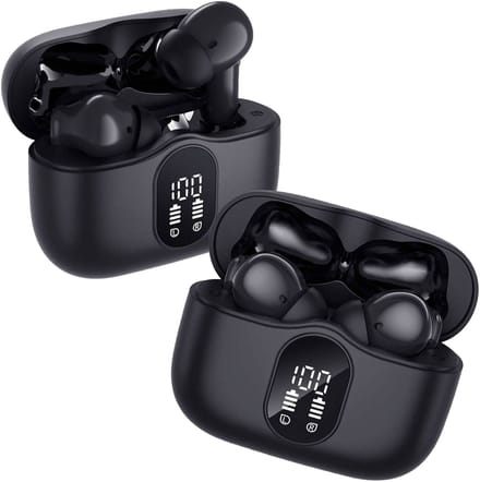 Duo Pack SBG Draadloze Oordopjes - Noise Cancelling - Headset - Bluetooth 5.3 - Earbuds oplaadcase - LED Display - Met Microfoon - Extra dopjes - Zwart