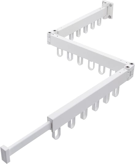 Uittrekbaar droogrek - wandmontage - multifunctioneel - 128 cm - wit - aluminium