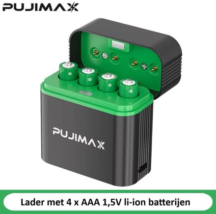 Batterijlader met 4 x AAA Li-ion oplaadbare batterijen