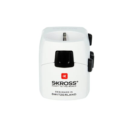 SKROSS Pro World Travel Adap. with Ground Plugs 7.0 AMP, white, with Schuko Top