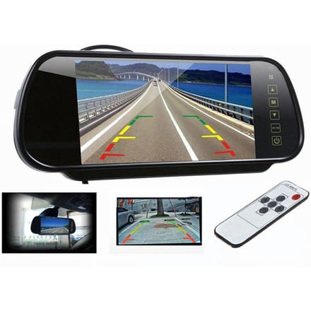 Moniteur de rétroviseur 7 pouces avec commutation automatique de caméra de recul, Télécommande, Boutons tactiles, Écran TFT/LCD, RM700H gray