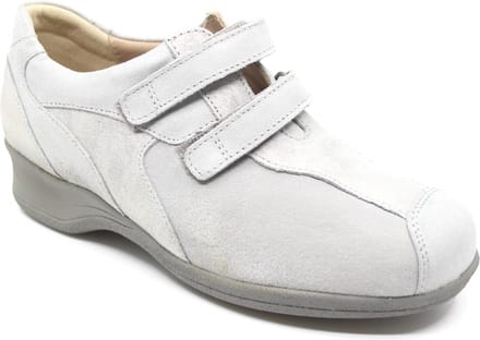 Xsensible, LUCIA, 10027.2.809, Lichtgrijze dames stretch klittenbandschoen