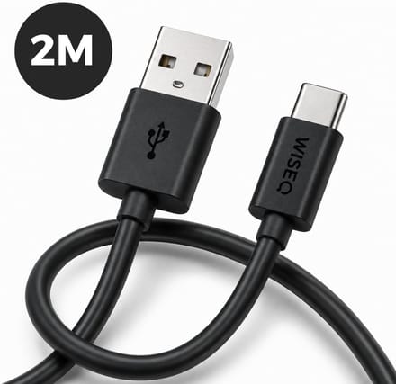 USB naar USB C Kabel - 2 Meter Kabel geschikt voor Samsung en iPhone 15, 16, 17 - Zwart