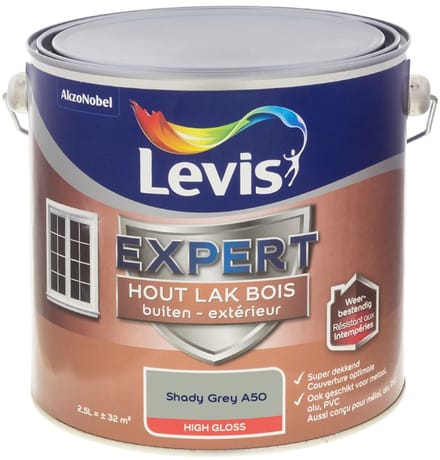 Levis - Expert Hout Lak Buiten High Gloss Mix - Shady Grey A50 - Mengverf - 2,5 L