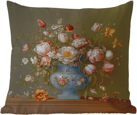 Tuinkussen - Neutral - Bloemen - Boeket - Vaas - 40x40 cm - Weerbestendig