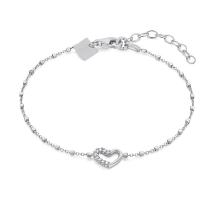 Twice As Nice Armband in zilver, hart, steentjes 16cm+3cm