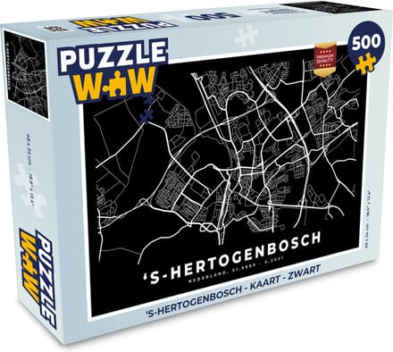 Puzzel 's-Hertogenbosch - Kaart - Zwart - Legpuzzel - Puzzel 500 stukjes