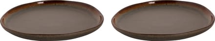 Palmer - Bord - David Mucky - 22 cm - Bruin - Stoneware - Bordenset - 2 stuks
