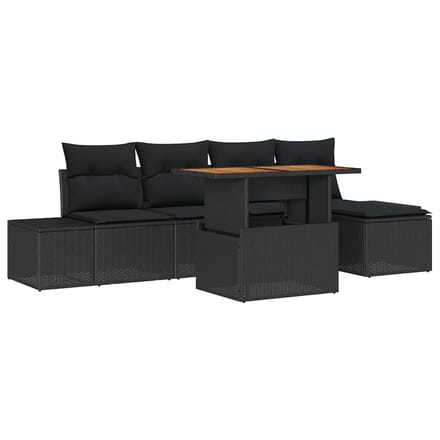 vidaXL - Tuinbank - Set - 6 - st - Zwart - poly - rattan