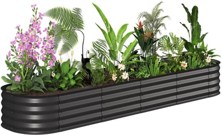 Outsunny tuinbed - gekleurd staal - 240x62x30cm - zwart