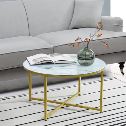 Salontafel Uppvidinge 45xØ80 cm marmer look wit en goudkleurig