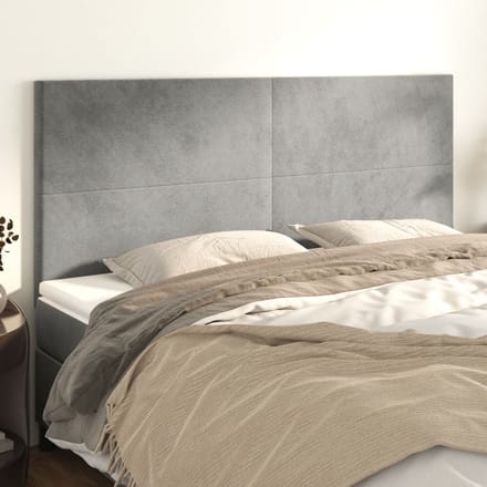 vidaXL - Hoofdbord - lichtgrijs - 180x5x118/128 - cm - fluweel