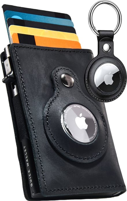 QuickWallet AirTag Pasjeshouder Heren - Sleutelhanger - Zwart