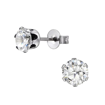CS Joy - Oorbellen - 6 mm - chirurgisch staal - zirkonia - oorknoppen