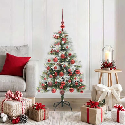 vidaXL - Kunstkerstboom - Groen - en - wit - 120 - cm - PVC - en - Metaal - en - Plastic