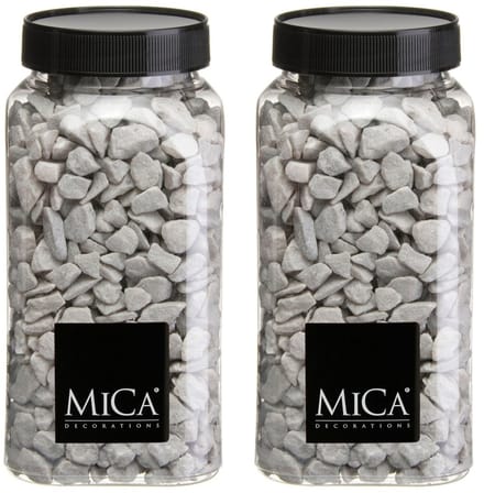 Mica Decorations decoratie steentjes - 2x - grijs - 1 kilo - 650ml - hobby steentjes