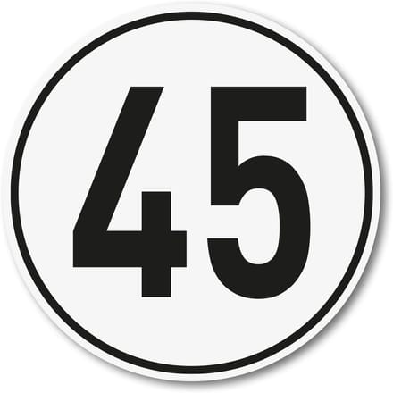 iSecur 45 km/h sticker I Afmeting Ø 10 cm I Snelheidssticker I hin722