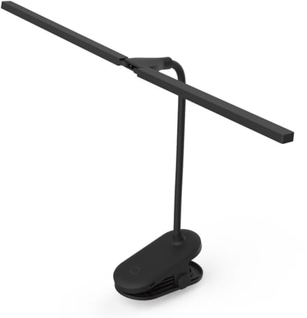 LED-bureaulamp met dubbele kop - oplaadbaar - dimfunctie met drie standen - 1500 mAh (zwart)