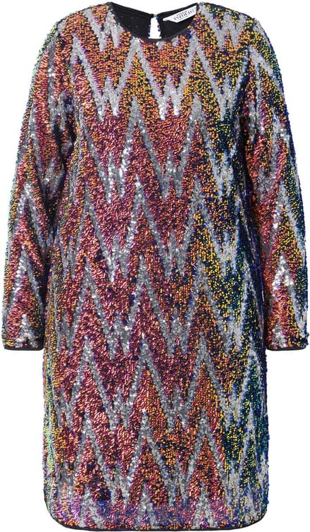 Studio Untold - Dames - Jurk A-lijn zigzag pailletten lange mouwen - Indigo - Maat 46+
