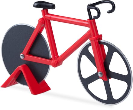 pizzasnijder fiets - rvs - kunststof - rood