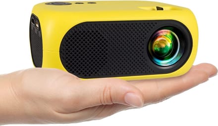 QORA® Draagbare beamer - Beamer - Projector - Mini Beamer - Geel - 14cm x 14cm x 6cm