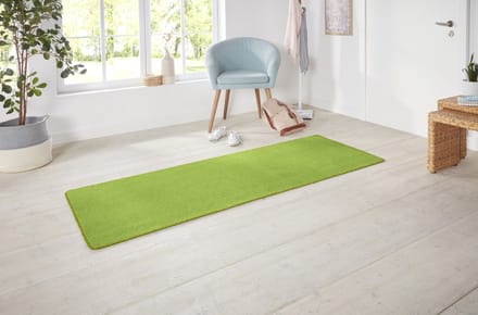 Flycarpets Loper Laagpolig Effen Uni Vloerkleed - Nasty - Groen 80x300 cm