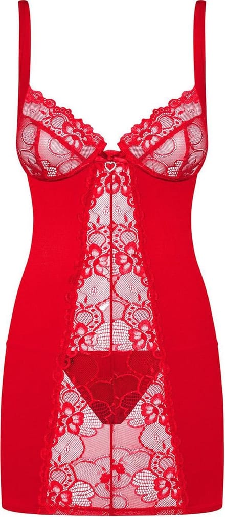 Heartina Negligé Met String - Rood