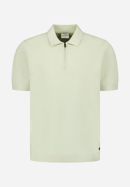 No Excess Pullover short sleeve polo zip mela green