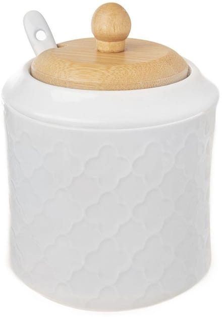Orion WhiteLine Serie - Porseleinen Suikerpot - Bamboe Deksel - 350ml