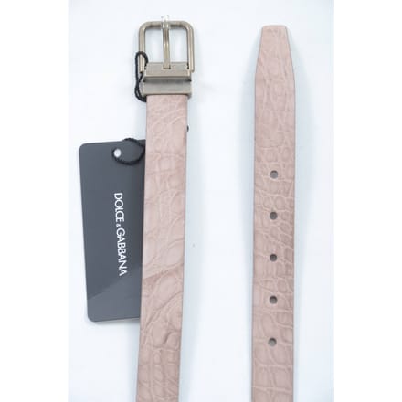 Dolce & Gabbana Mannen Beige Exotisch Huid Goud Gesp Leren Riem