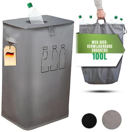 Zylo® Statiegeld Container - Container - Vuilnisbak - 100 liter - 41x33x70cm - Grijs