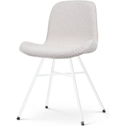 Nolon Noa-Fé Eetkamerstoel Bouclé Beige - Stof - Wit Onderstel - Modern