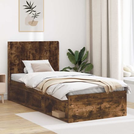 vidaXL - Hoofdbord - Gerookt - eiken - Bewerkt - hout