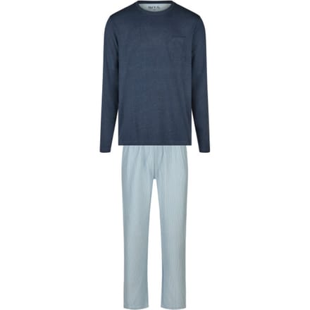 Phil & Co Heren Pyjama Set Interlock Donkerblauw/Lichtblauw Gestreept - Maat M