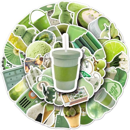 Groene Sticker set - 50 stuks - VSCO aesthetics stickers - 3x4CM klein formaat - Laptopstickers/Telefoonstickers