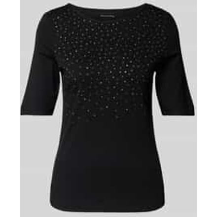 T-shirt met siersteentjes en ronde hals