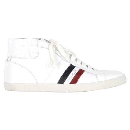 Moncler Monte Carlo Gestreepte Hoge Sneakers in Witte Leer