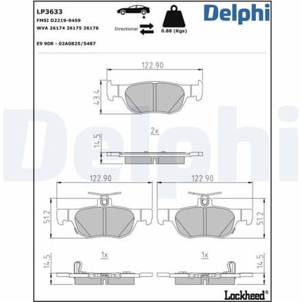 Remblokset DELPHI LP3633, achter