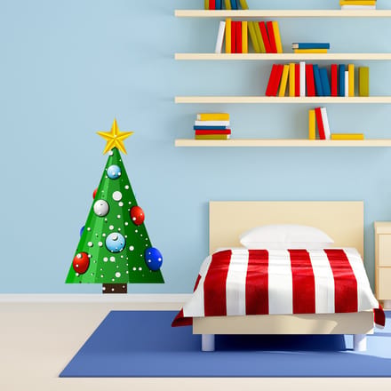 Kerststicker: Kerstboom en sneeuwvlokken - Kerststickers - feestversiering - 120x80cm
