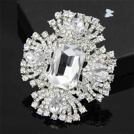 Heren Mode Luxe Broche Strass Broche Speld Bruidsjurk Stropdas Accessoires white