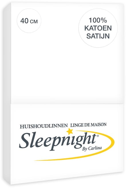 Sleepnight Hoeslaken Satijn 40 cm Wit - 90 x 200 cm - [Wit]