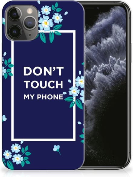 Apple iPhone 11 Pro Silicone-hoesje Flowers Blue DTMP