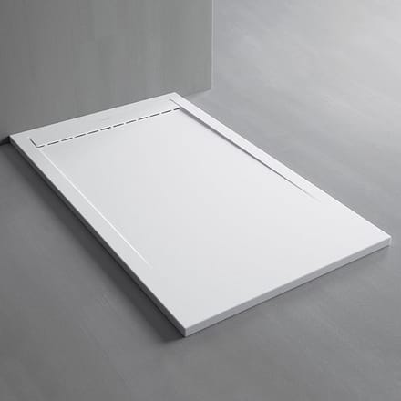 ZIMMER Douchebak SMART 120x90 cm Wit – Composiet met Antislip – Extra Plat 3 cm – Leisteenstructuur – Incl. Sifon