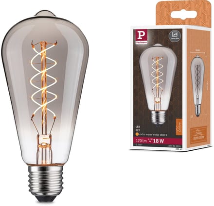 Rustic Shine Standaard 230 V LED-kolf E27 Draad in S-vorm 170lm 4,2W 1800K dimbaar Rookglas