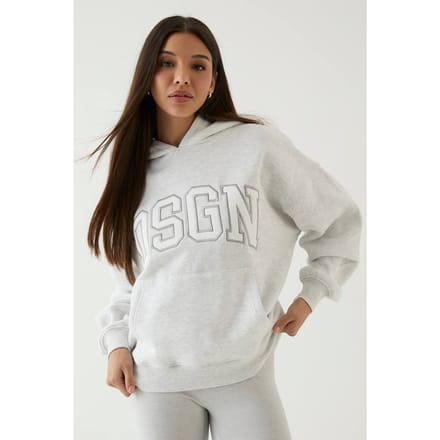 Dames Dsgn Studio Collegiate Applicatie Oversized Hoodie | Asgrijs | Maat: Medium
