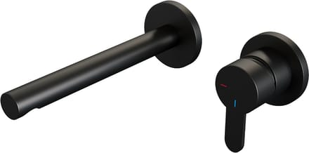 Brauer Black Edition Wastafelmengkraan inbouw - rechte uitloop links - hendel plat smal - model D 1 - mat zwart