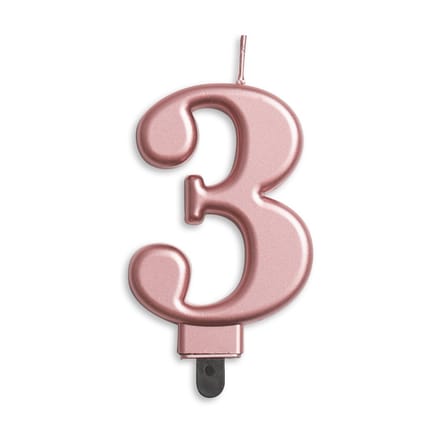 Globos Verjaardagskaars Cijfer 3 Wax 7,8 Cm Roségoud